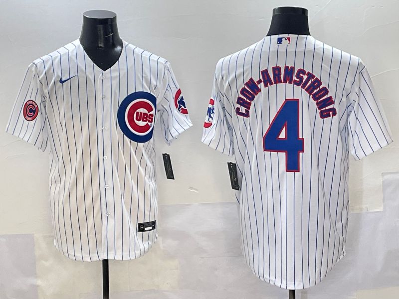 Men Chicago Cubs #4 Crow-Armstrong White Stripe Game 2025 Nike MLB Jersey style 5->chicago cubs->MLB Jersey
